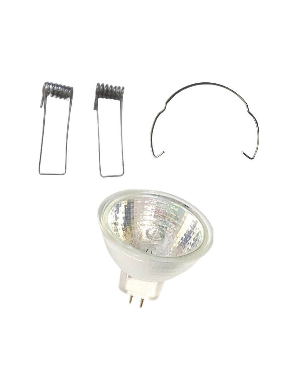 Bombillo halogeno dicroico 110v 50w bipin con pines laterales y gancho retenedor