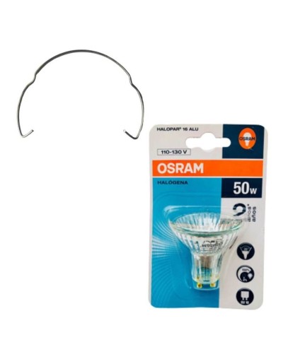 Bombillo halogeno gu10 dicroico 110v 50w con retenedor