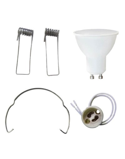Bombillo led gu10 l/blanca 110v 5w con socket-pines laterales y gancho retenedor