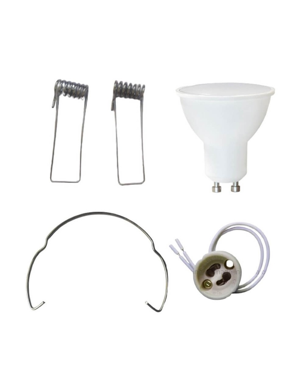 Bombillo led gu10 l/blanca 110v 5w con socket-pines laterales y gancho retenedor