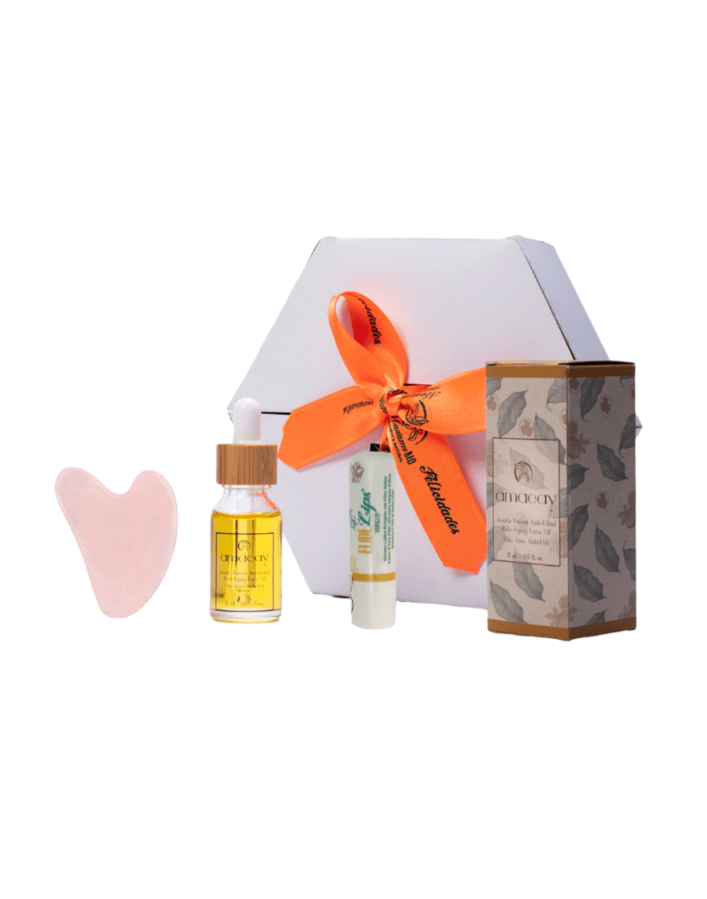 Kit facial  aceite para el rostro  labial natural sin color  gua sha jade cuarzo