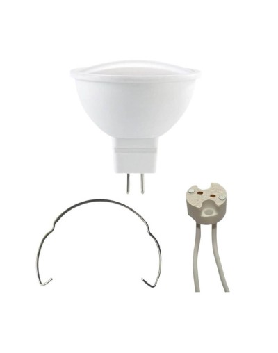 Bombillo led bipin gu53 5w luz blanca con socket y gancho retenedor