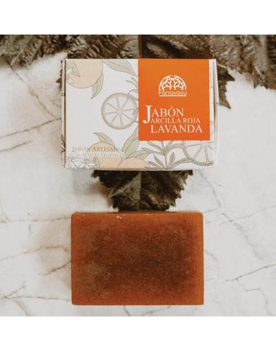 Jabón Artesanal de Arcilla Roja Lavanda  Pânavayu