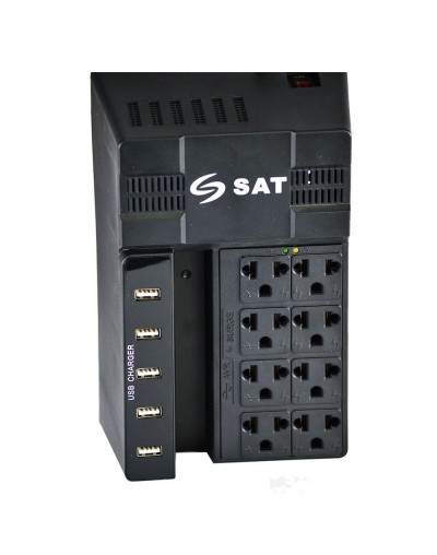 REGULADOR SAT RGU1208 1000VA 8 TOMAS 5 USB  NEGRO