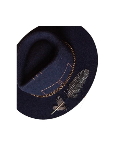 Sombrero privilegio fieltro azul con cadena bronce y costuras
