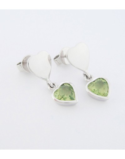 Pendientes en Plata ley 950 con Peridoto
