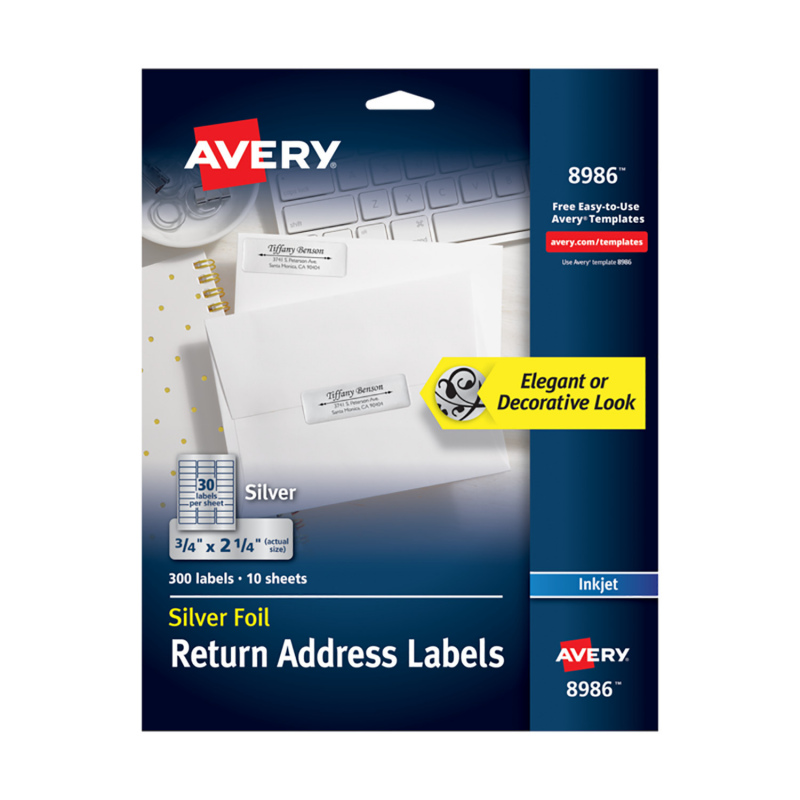 Avery® Etiquetas de envío plateadas 8986