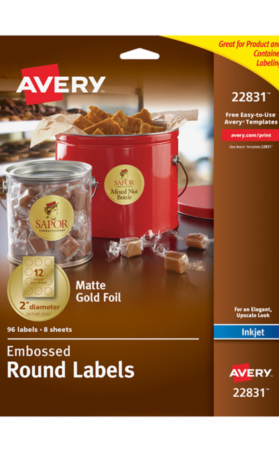 Avery® Etiquetas Redondas doradas con relieve 22831
