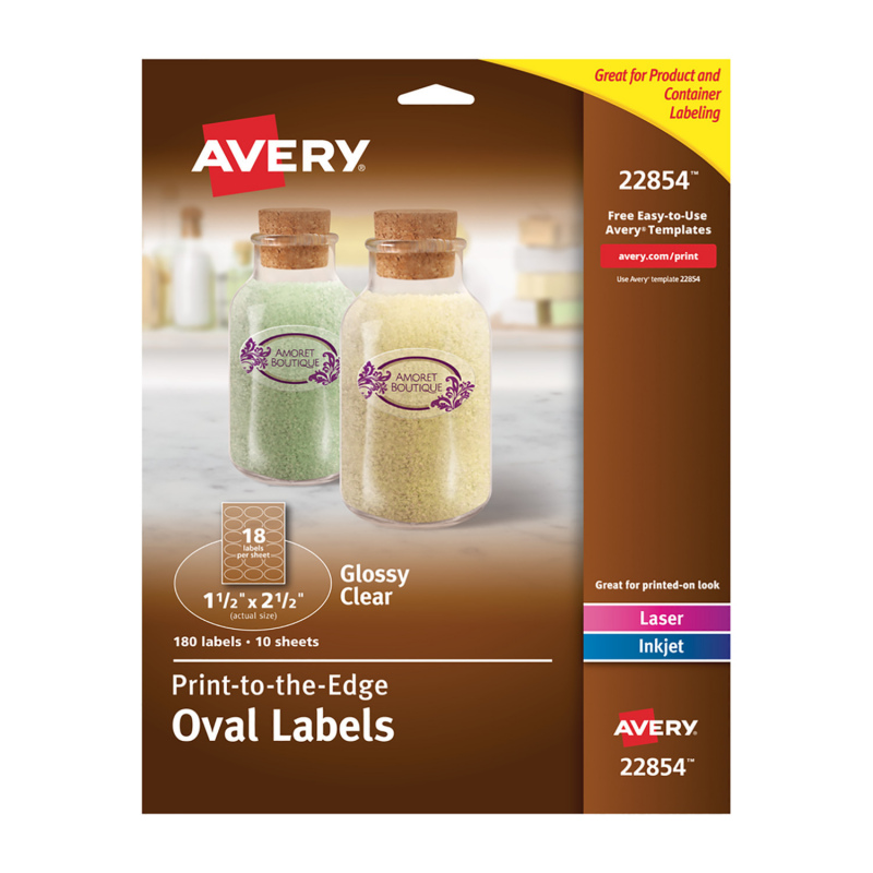 Avery® Etiquetas transparentes ovaladas brillantes 22854