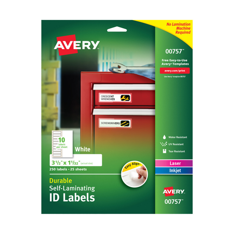 Avery®Etiquetas de identificación autolaminadas 00757
