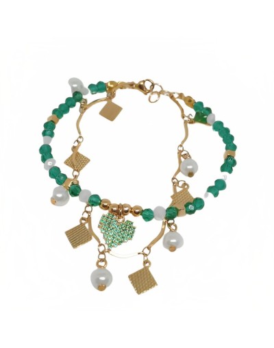 Pulsera corazón verde murano