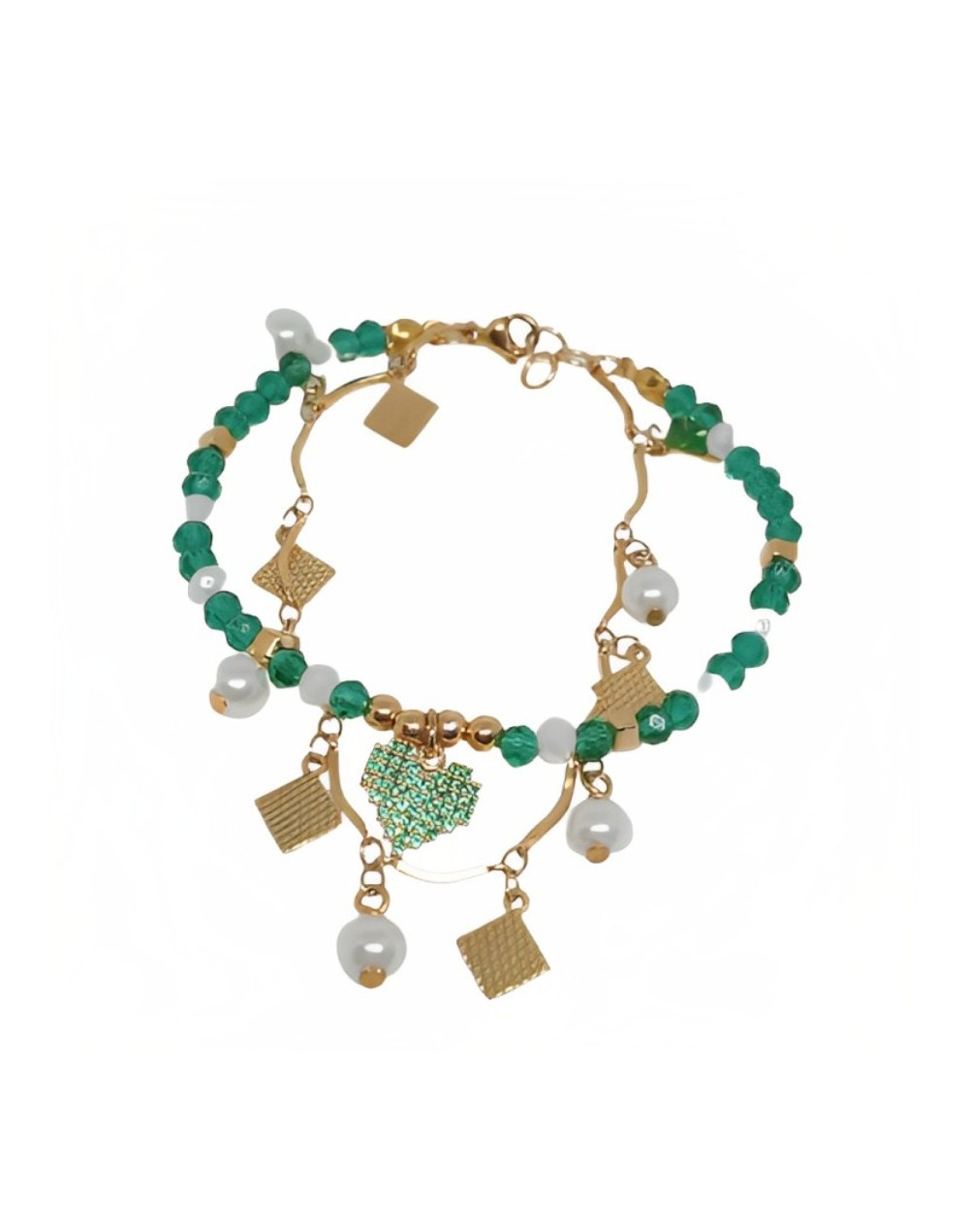Pulsera corazón verde murano