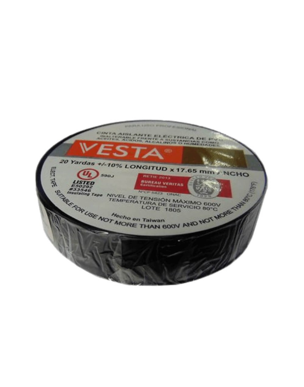 Rollo cinta aislante negra 20 yardas 18 metros