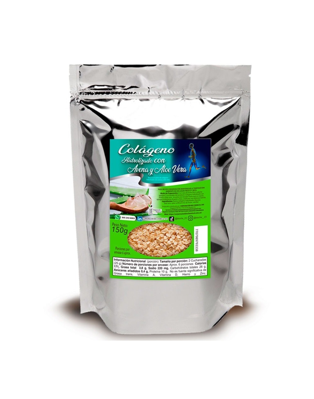 Colágeno hidrolizado con avena en hojuelas y aloe vera 150g