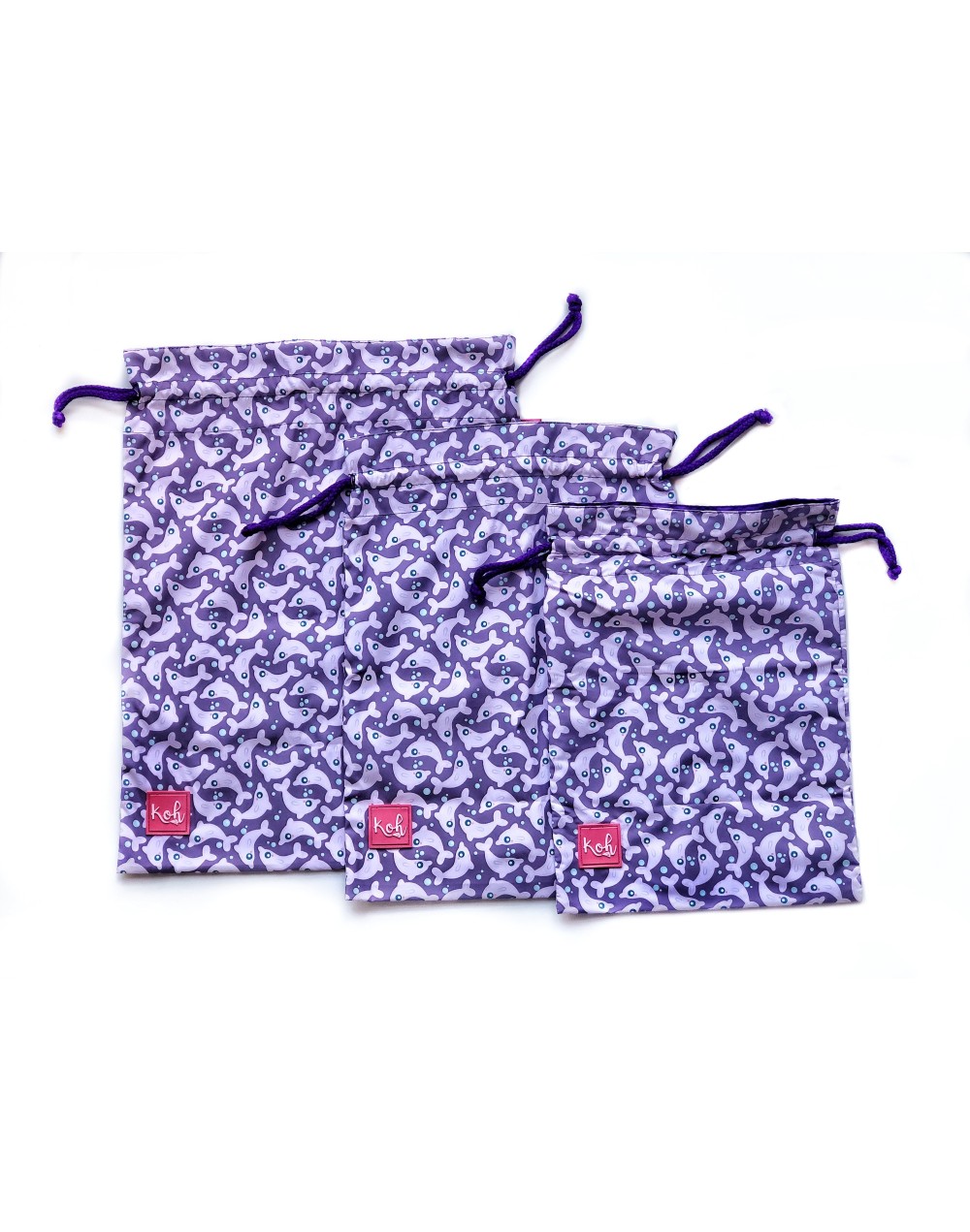 Kit bolsas cordón X 3  Delfines