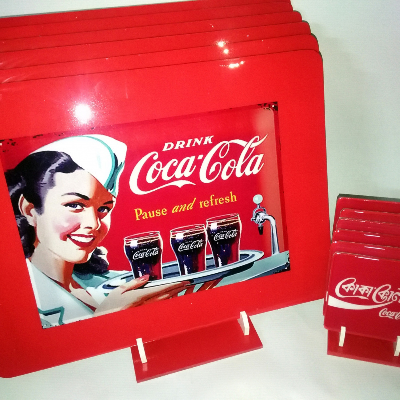 Individuales y portavasos Coca Cola para comedor - Viverarte