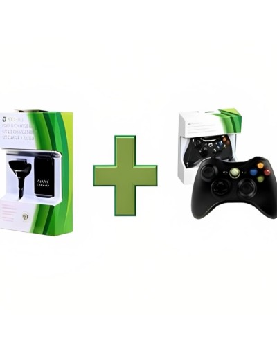 Combo control inalámbrico xbox 360original mas kit carga y juega 7200