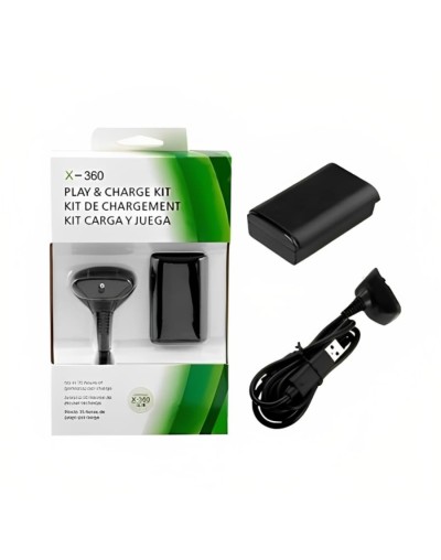 Combo control inalámbrico xbox 360original mas kit carga y juega 7200
