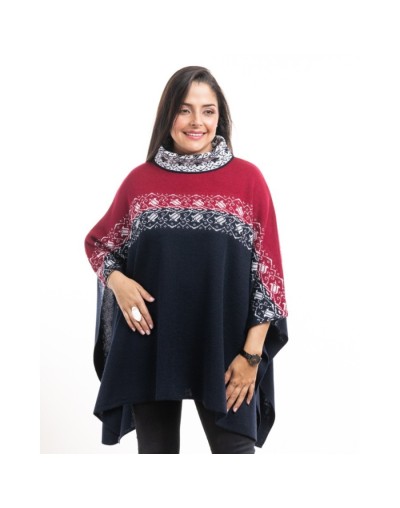 Ruana cuello alto multicolor para mujer Ximena
