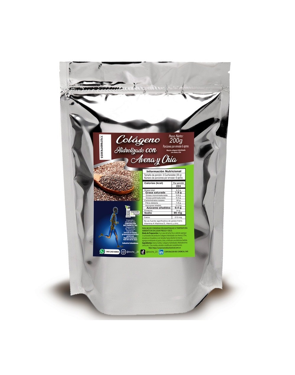 Colágeno Hidrolizado con Avena y Chía 200g