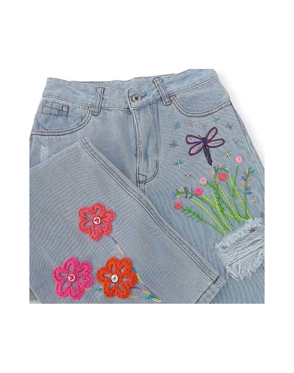 Pantalón jeans decorados