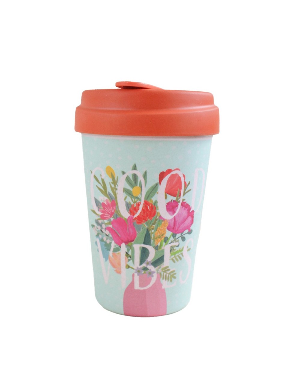 Mug 400 ml ecológico  en fibra de bambú con tapa antiderrames