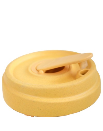 Mug 400 ml ecológico  girasol amarillo   en fibra de bambú con tapa antiderrames 