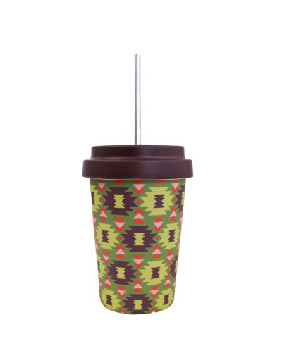 Mug 450 ml ecológico  café peru   en fibra de bambú con tapa antiderrames