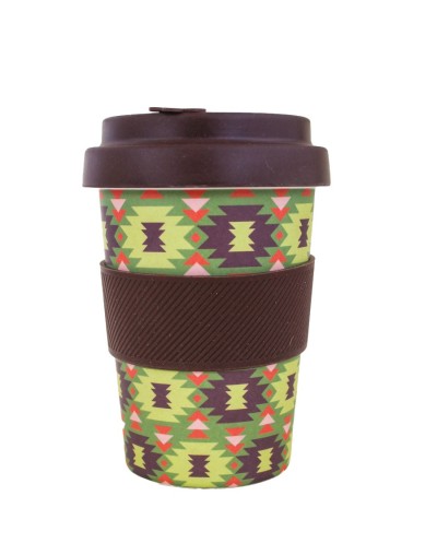 Mug 450 ml ecológico  café peru   en fibra de bambú con tapa antiderrames
