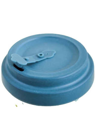 Mug 450 ml ecológico  azul plantas   en fibra de bambú con tapa antiderrames