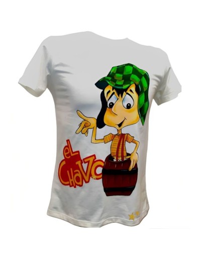 Camiseta cuello redondo pintada a mano del chavo 