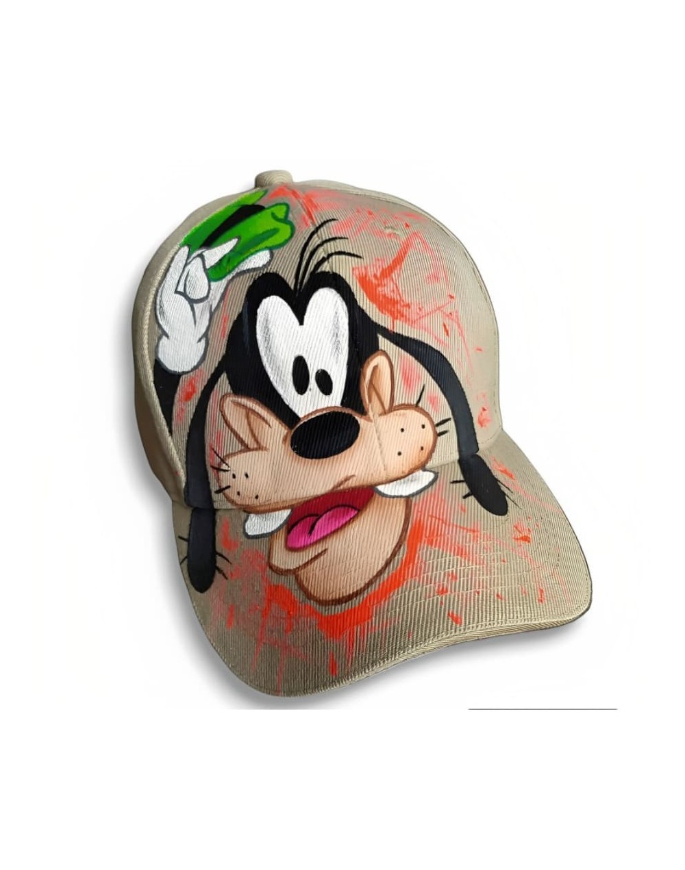 Gorra lisa beige pintada a mano goofy