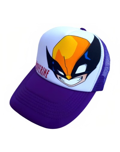 Gorra de malla color morado pintada a mano de Wolverine