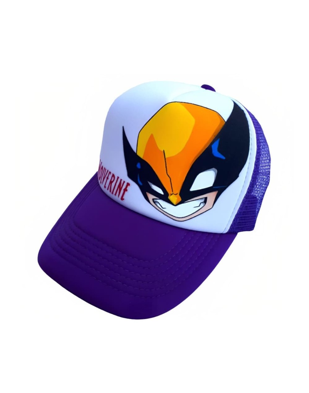 Gorra de malla color morado pintada a mano de Wolverine