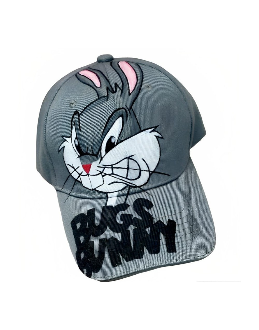 Gorra gris lisa pintada a mano de Bugs Bunny 