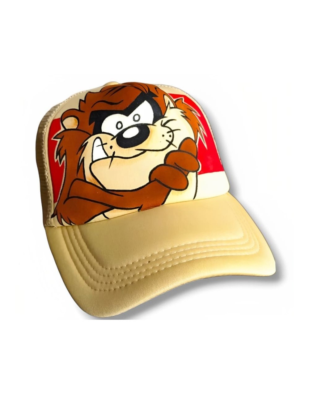 Gorra beige de malla pintada a mano de Tazmania