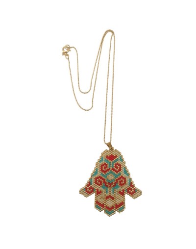 Dije tejido mano hamsa miyuki
