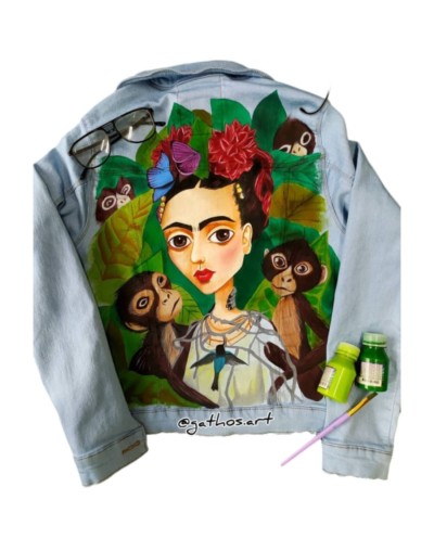Chaqueta pintada a mano de Frida kahlo