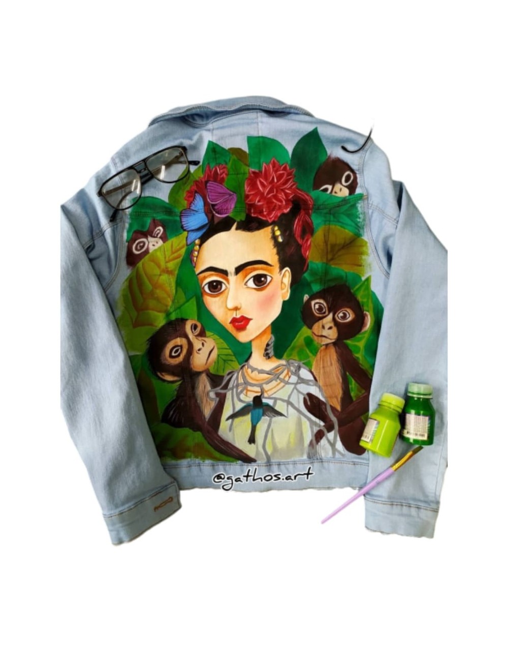 Chaqueta pintada a mano de Frida kahlo