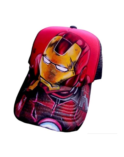 Gorra negro rojo pintada a mano iron man