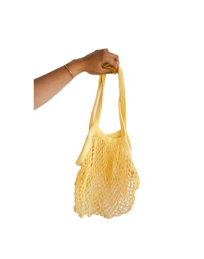 Bolsa para mercar reutilizable ecológica en malla amarilla
