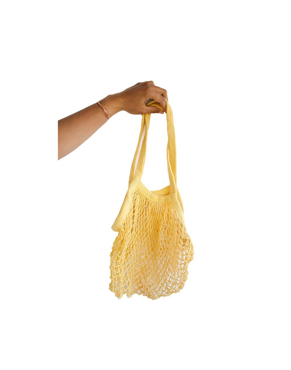 Bolsa para mercar reutilizable ecológica en malla amarilla