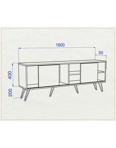 Mueble Multipropósito Nórdico TV 160cms puertas corredizas