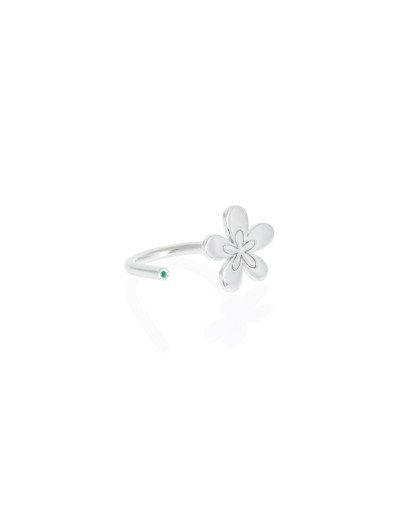 Anillo abierto Flor-Esmeralda