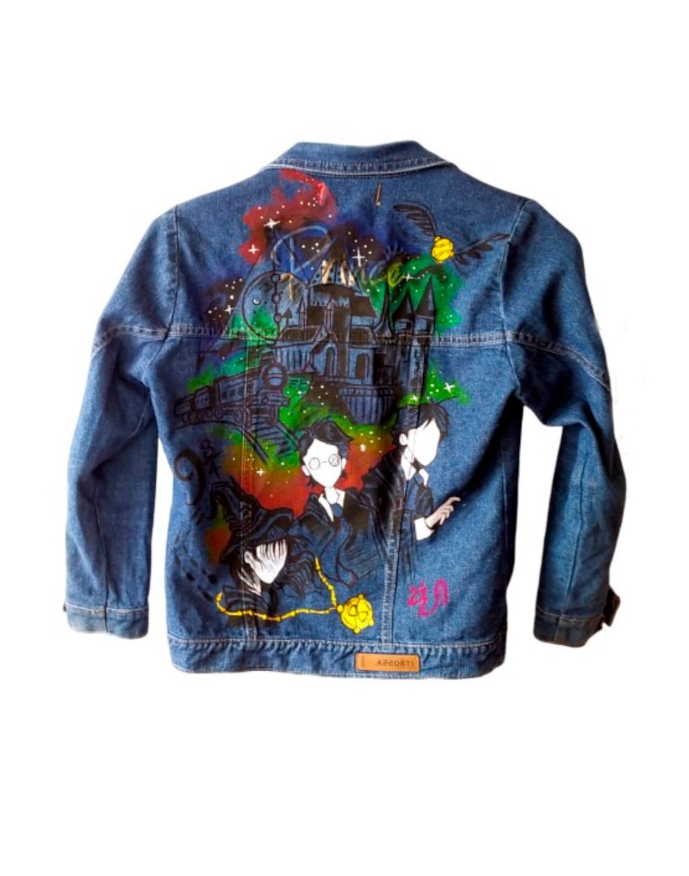 Chaqueta de jean pintada a mano Harry Potter 