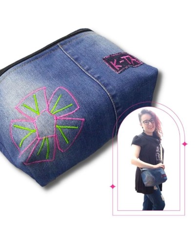 Bolso en jean bordado