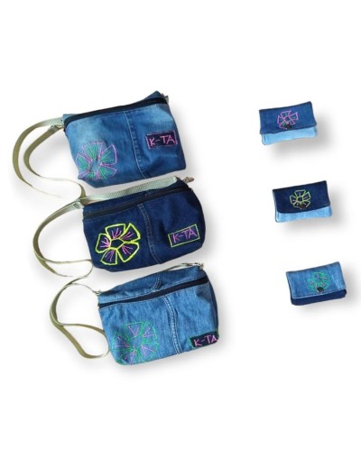Bolso en jean bordado