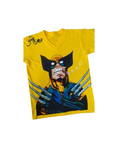 Camiseta cuello redondo pintada a mano Wolverine 
