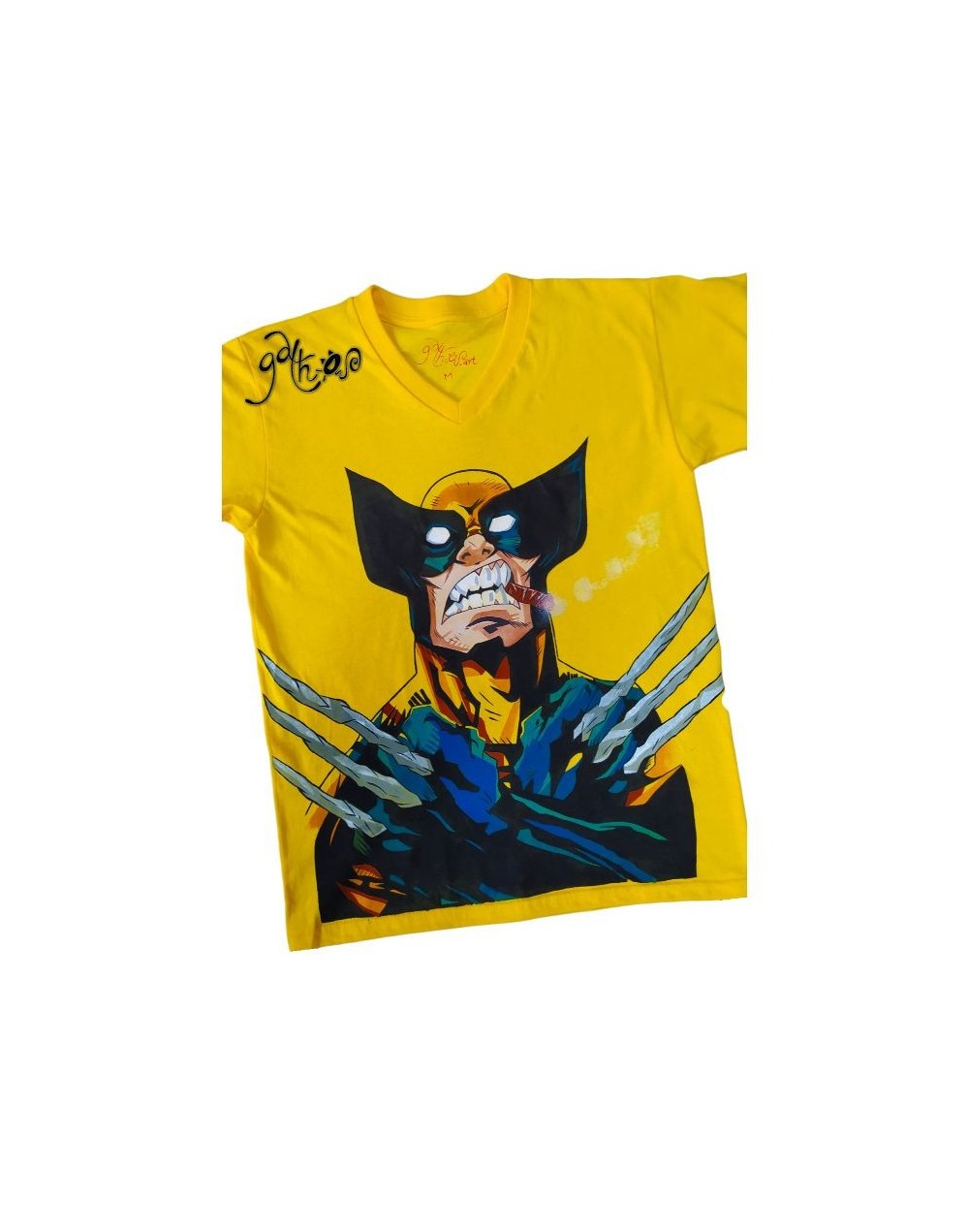 Camiseta cuello redondo pintada a mano Wolverine 