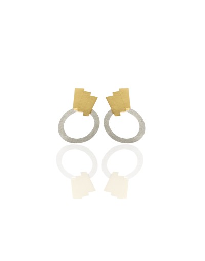 Aretes circulo escala oro y plata